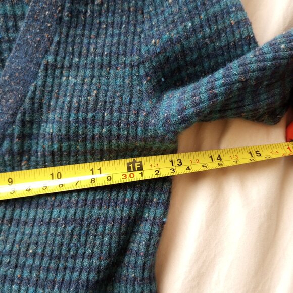 Free People Boho Y2K Henley Bodycon Top Wool Cotton Silk Bella Swan Blue Speckle - Picture 4 of 7